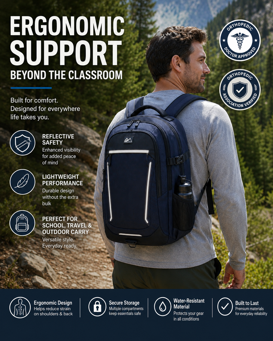 Large-capacity backpack compartment layout