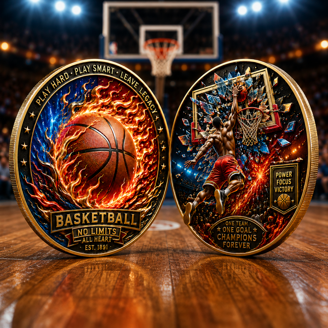 ๐ Basketball Legacy Collector Coin โ Fireball & Slam Dunk Edition๐
