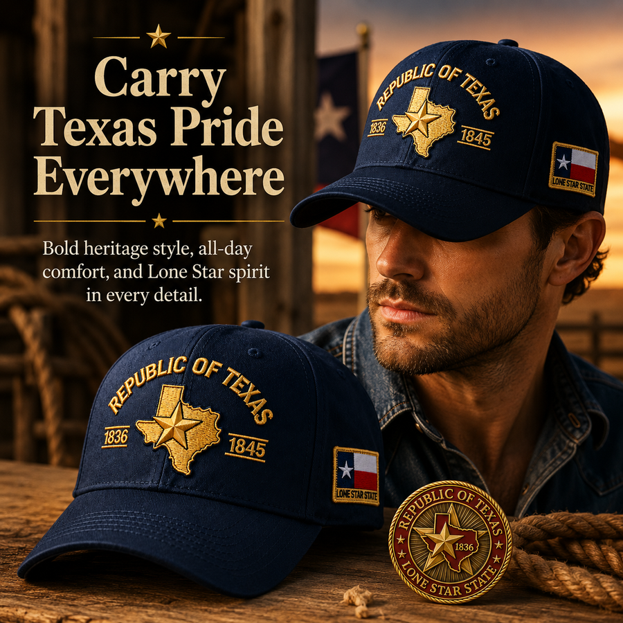 🔥Republic of Texas Embroidered Cap 🎁 Free Honor Coin With Every Cap Purchase