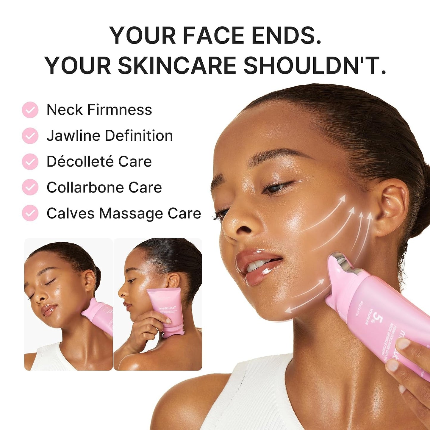 PDRN Collagen Gua Sha Neck Wrinkle Cream | Built-In Gua Sha Massager with Volufiline 5% + PDRN