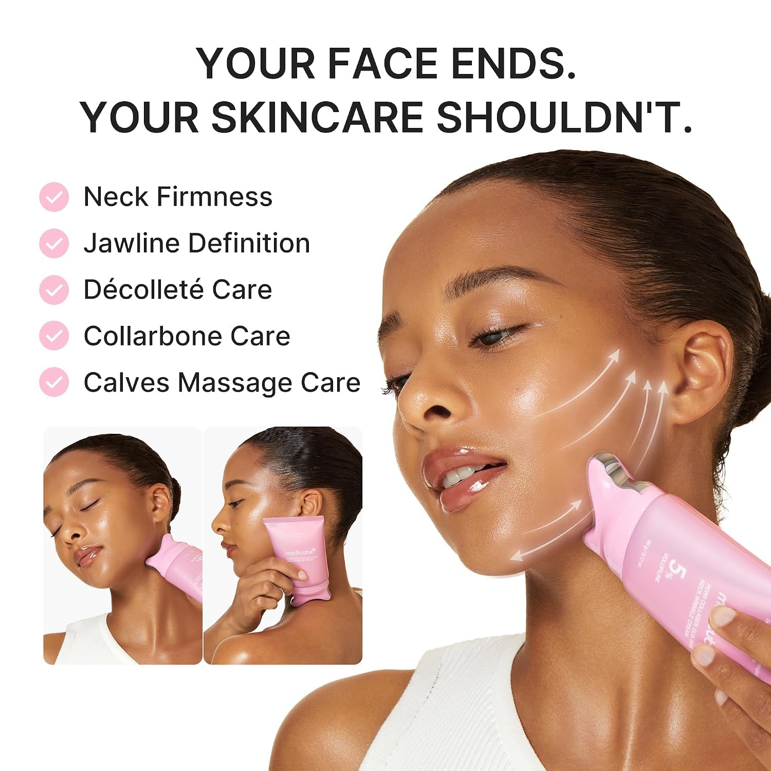PDRN Collagen Gua Sha Neck Wrinkle Cream | Built-In Gua Sha Massager with Volufiline 5% + PDRN