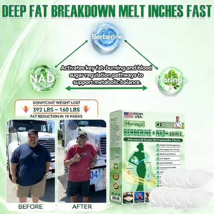 Lose Up to 45lbs: 10-in-1 Nano Microneedle Patch (Moringa & Berberine × NAD+)