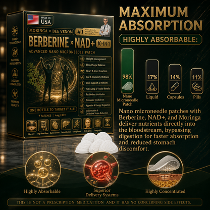 🧑‍⚕️🩺 New upgraded version! Moringa · Berberine × 𝟏𝟎-𝐢𝐧-𝟏 𝐀𝐝𝐯𝐚𝐧𝐜𝐞𝐝 𝐍𝐚𝐧𝐨 𝐌𝐢𝐜𝐫𝐨𝐧𝐞𝐞𝐝𝐥𝐞 𝐏𝐚𝐭𝐜𝐡 — 𝐎𝐧𝐜𝐞 𝐃𝐚𝐢𝐥𝐲, 𝐕𝐢𝐬𝐢𝐛𝐥𝐞 𝐑𝐞𝐬𝐮𝐥𝐭𝐬 𝐢𝐧 𝟕 𝐃𝐚𝐲𝐬