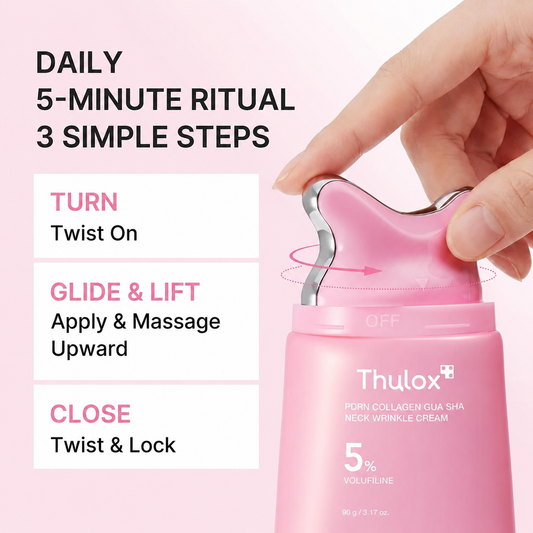 PDRN Collagen Gua Sha Neck Wrinkle Cream | Built-In Gua Sha Massager with Volufiline 5% + PDRN