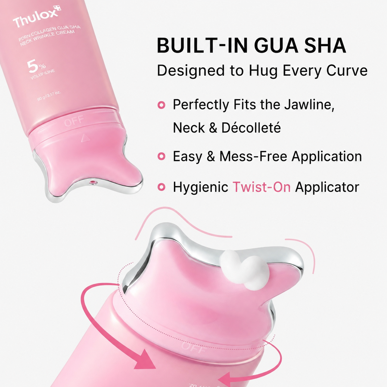 PDRN Collagen Gua Sha Neck Wrinkle Cream | Built-In Gua Sha Massager with Volufiline 5% + PDRN