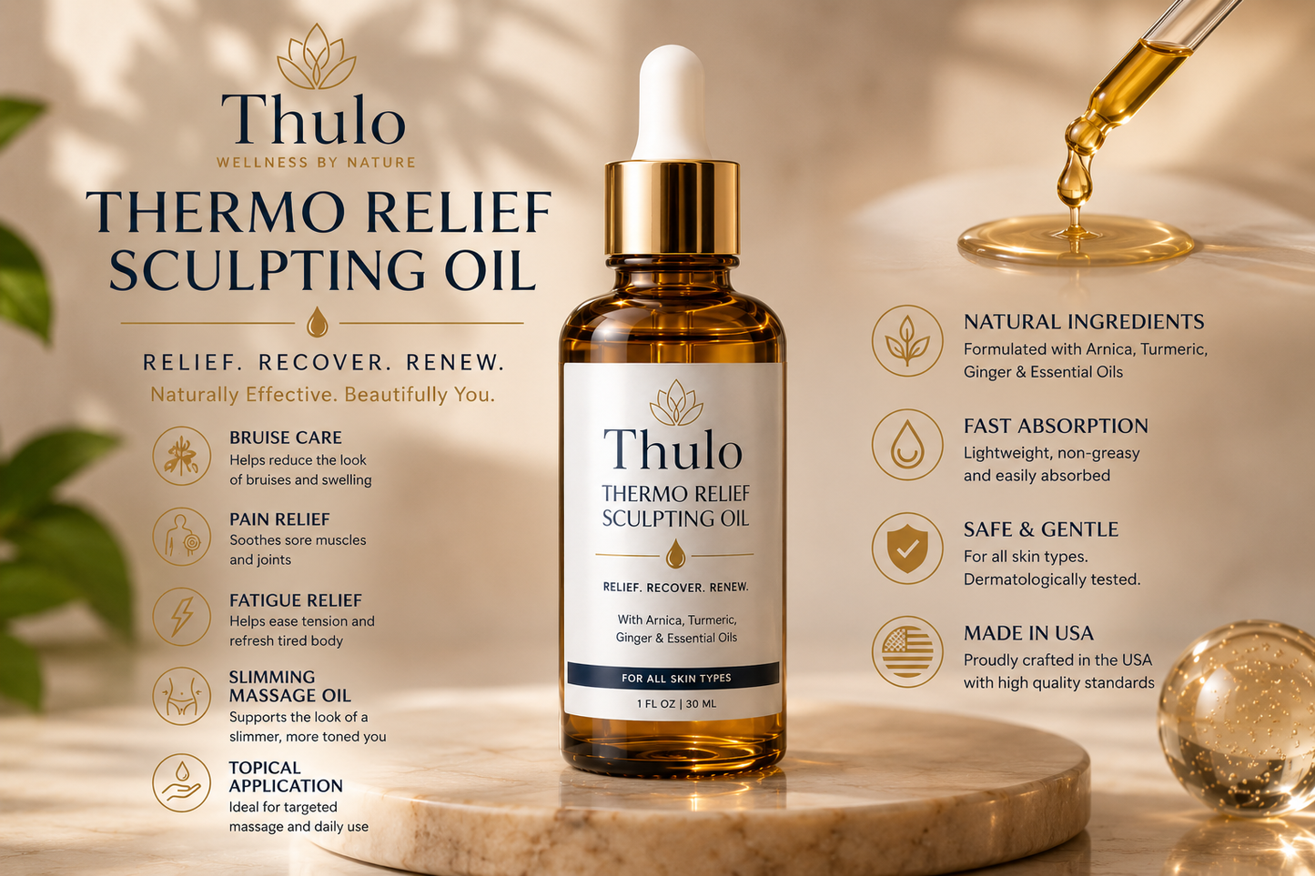🔥Thulo® 🔥Fat Burning & Pain Relief Essential Oil – Instantly Soothes Tired Muscles, Supports Slimming & Body Recovery – Deep Relax Aromatherapy Oil