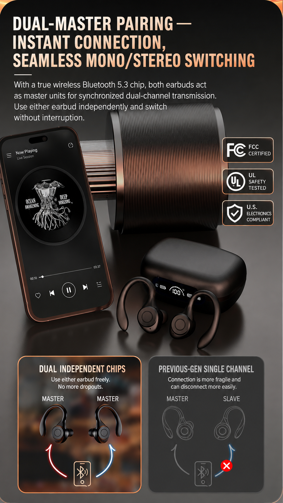 🔥 Today Only: 🔥 New Bluetooth 5.3 Sport Earbuds – Secure Ear Hook, Deep Bass & 220H Charging Case