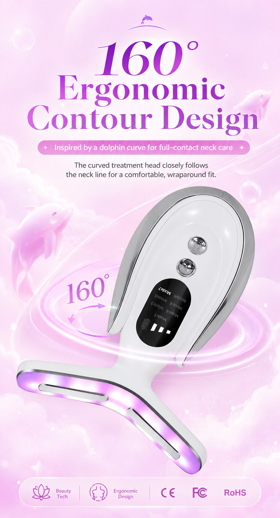 160 degree ergonomic neck design