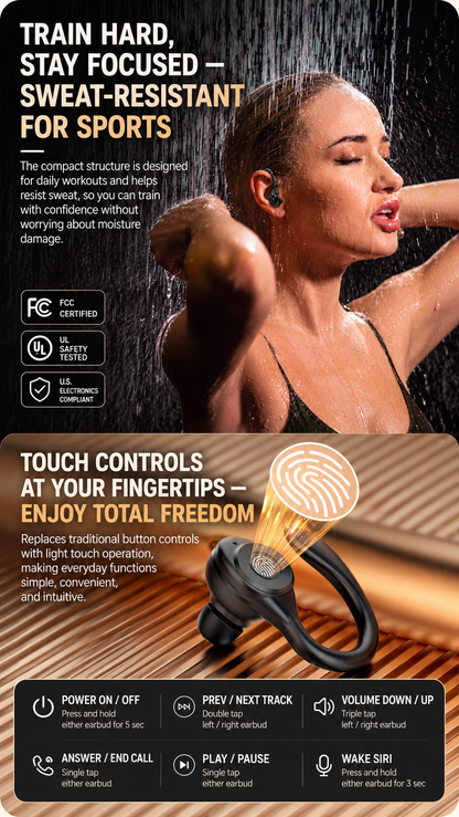 🔥 Today Only: 🔥 New Bluetooth 5.3 Sport Earbuds – Secure Ear Hook, Deep Bass & 220H Charging Case