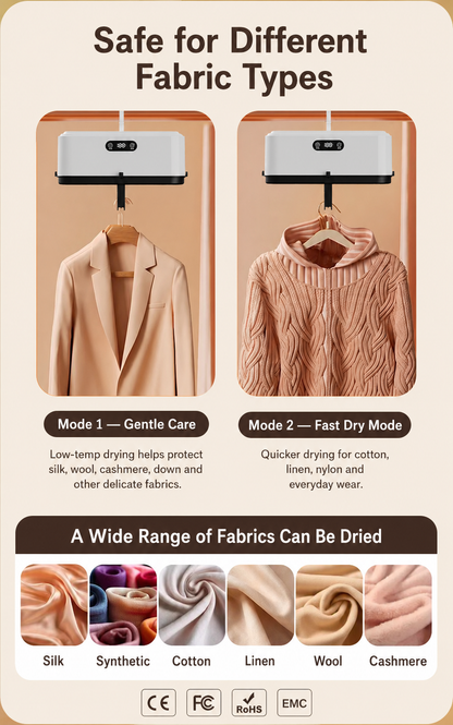 🔥🔥 70°C High-Heat Portable Clothes Dryer – Fast Drying, Odor Removal, Bacteria & Mite Care