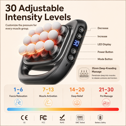 🔥 Today Only: 🔥 16-Head Deep Tissue Back Massager – Red Light, 30 Speeds & Hands-Free Relief