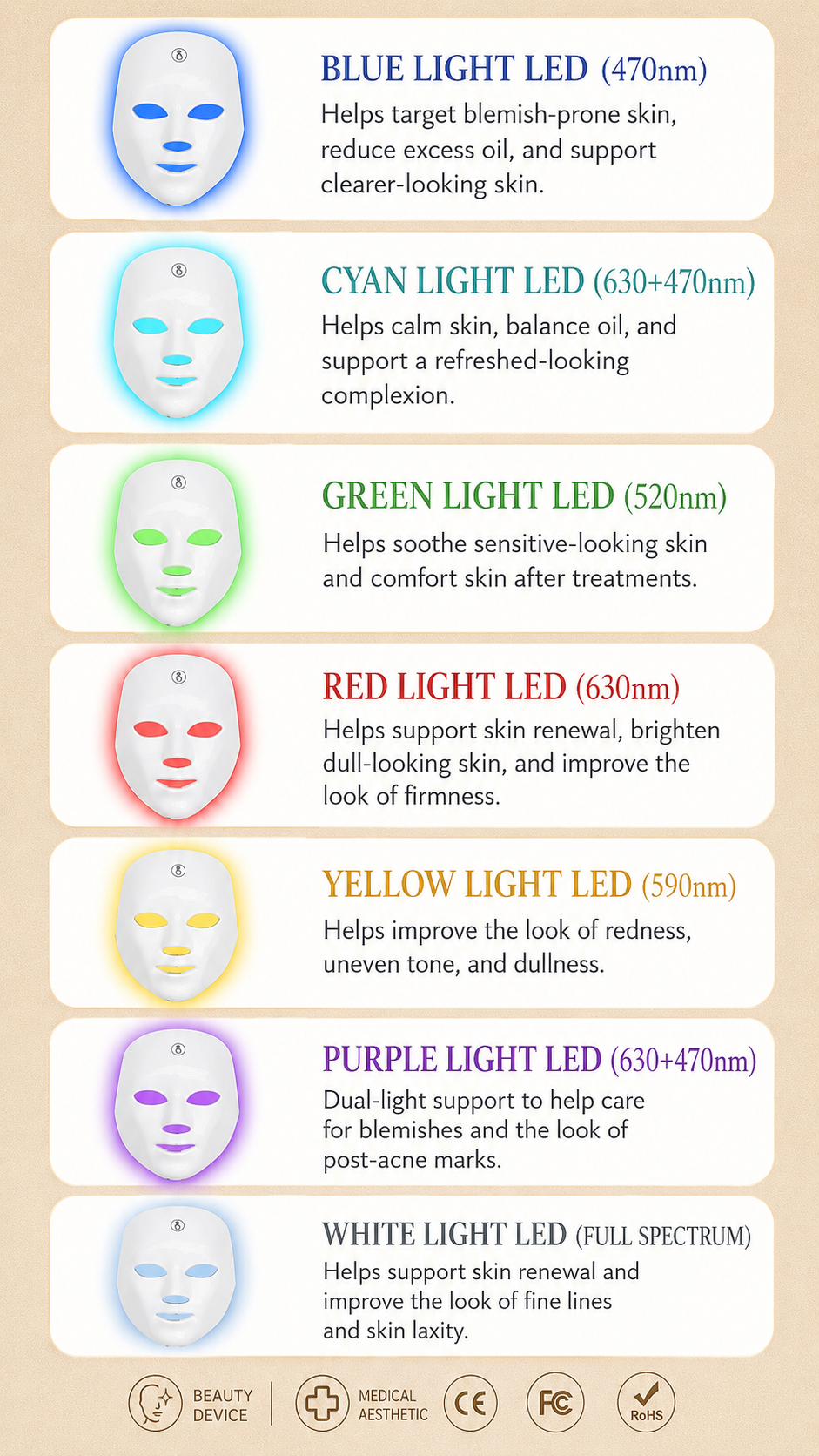 ✨ Ultimate 7-Color LED Light Therapy Face Mask – Salon-Level Glow at Home & On the Go