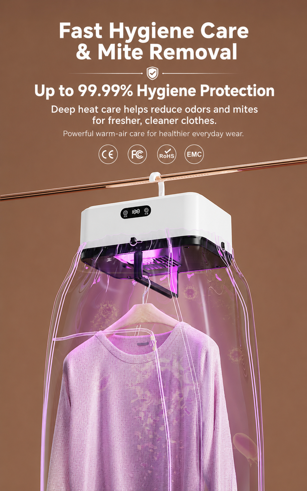 🔥🔥 70°C High-Heat Portable Clothes Dryer – Fast Drying, Odor Removal, Bacteria & Mite Care