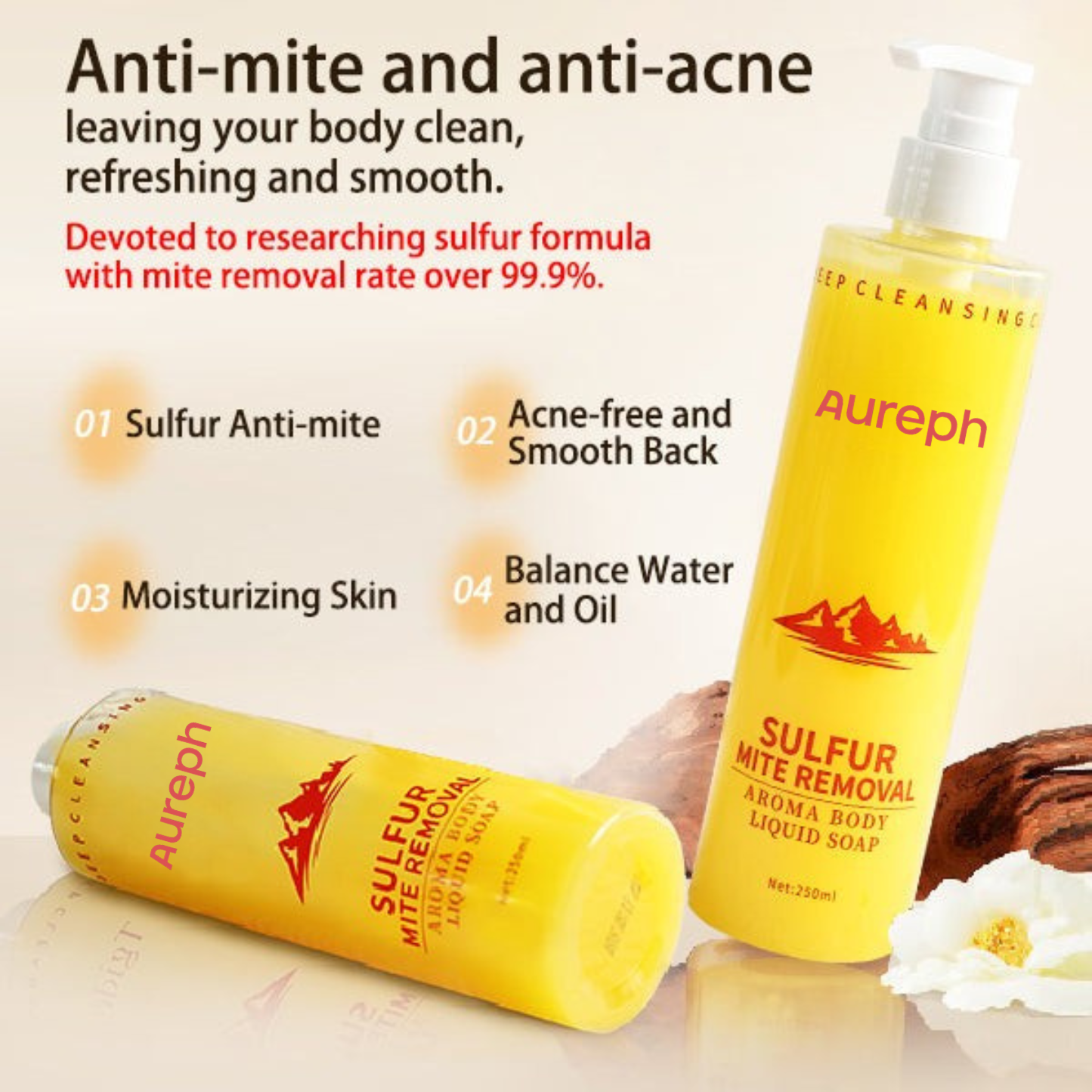 Aureph All-in-One Sulfur Body Wash & Shampoo