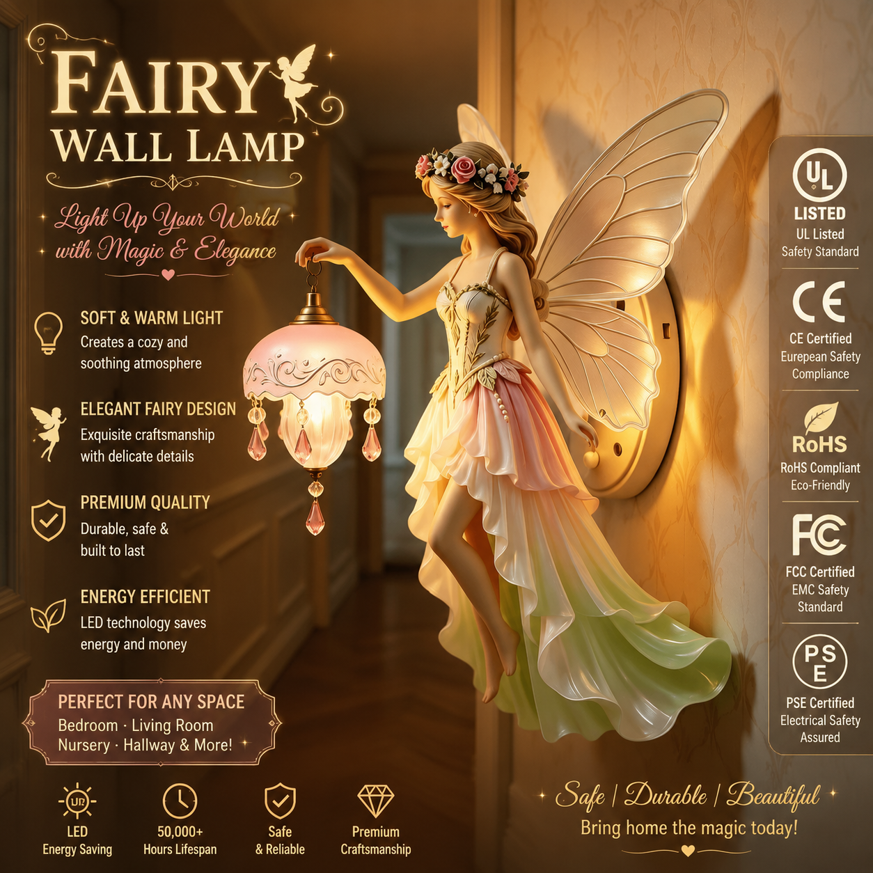 🔥Bring Fairy Magic Home ✨ Beautiful Fairy Wall Lamp Creates a Warm, Dreamy Glow for Your Little One’s Room