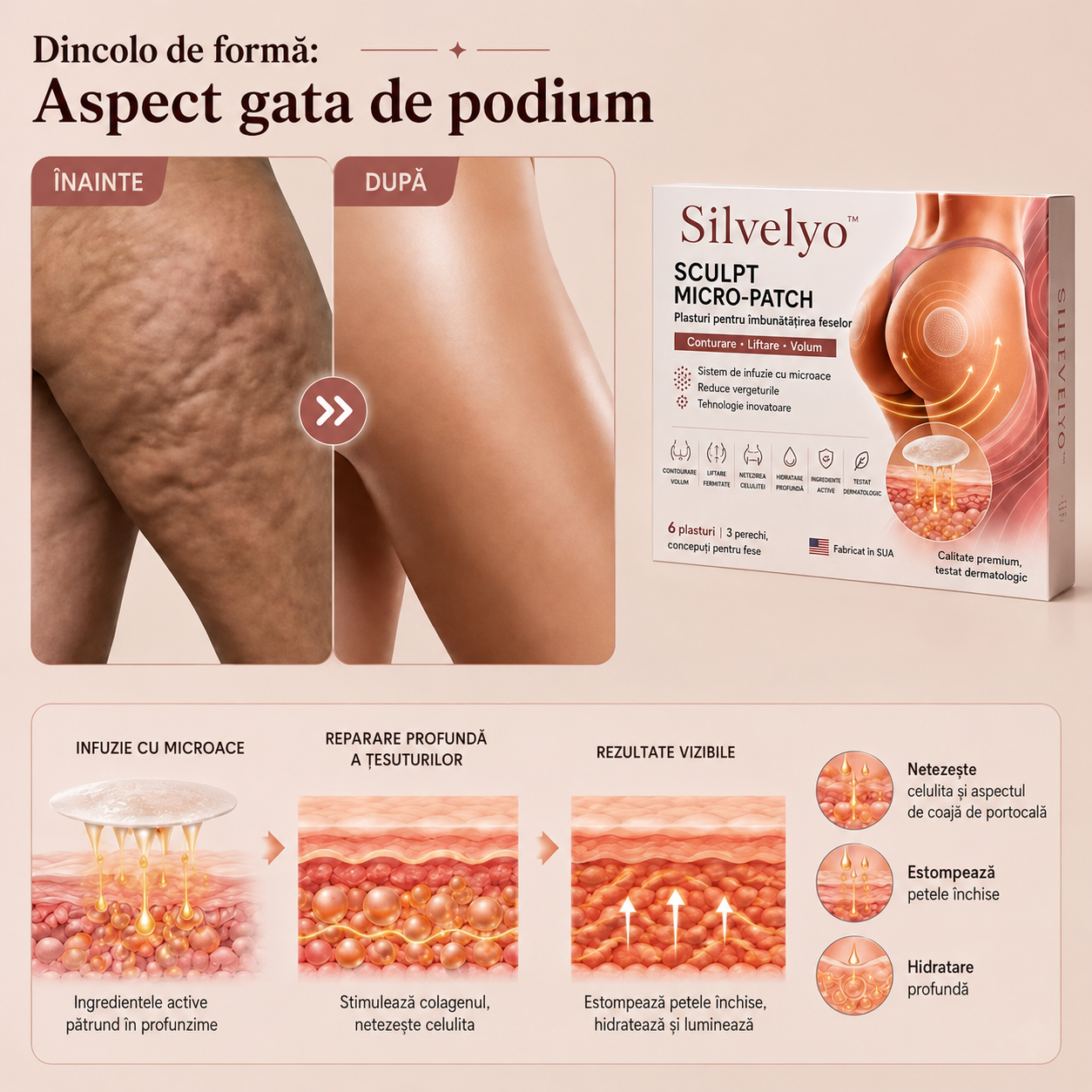 Silvelyo™ CurveSculpt Micro-Patch – Secretul tău pentru un efect de lifting al feselor, direct acasă 🍑