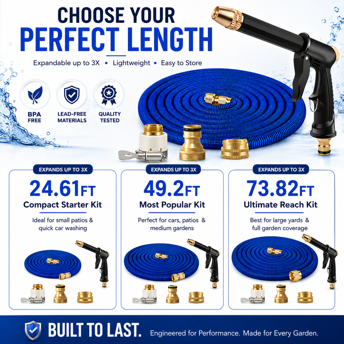 Outdoor cleaning with expandable hose