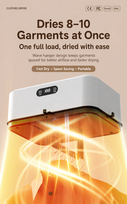 🔥🔥 70°C High-Heat Portable Clothes Dryer – Fast Drying, Odor Removal, Bacteria & Mite Care