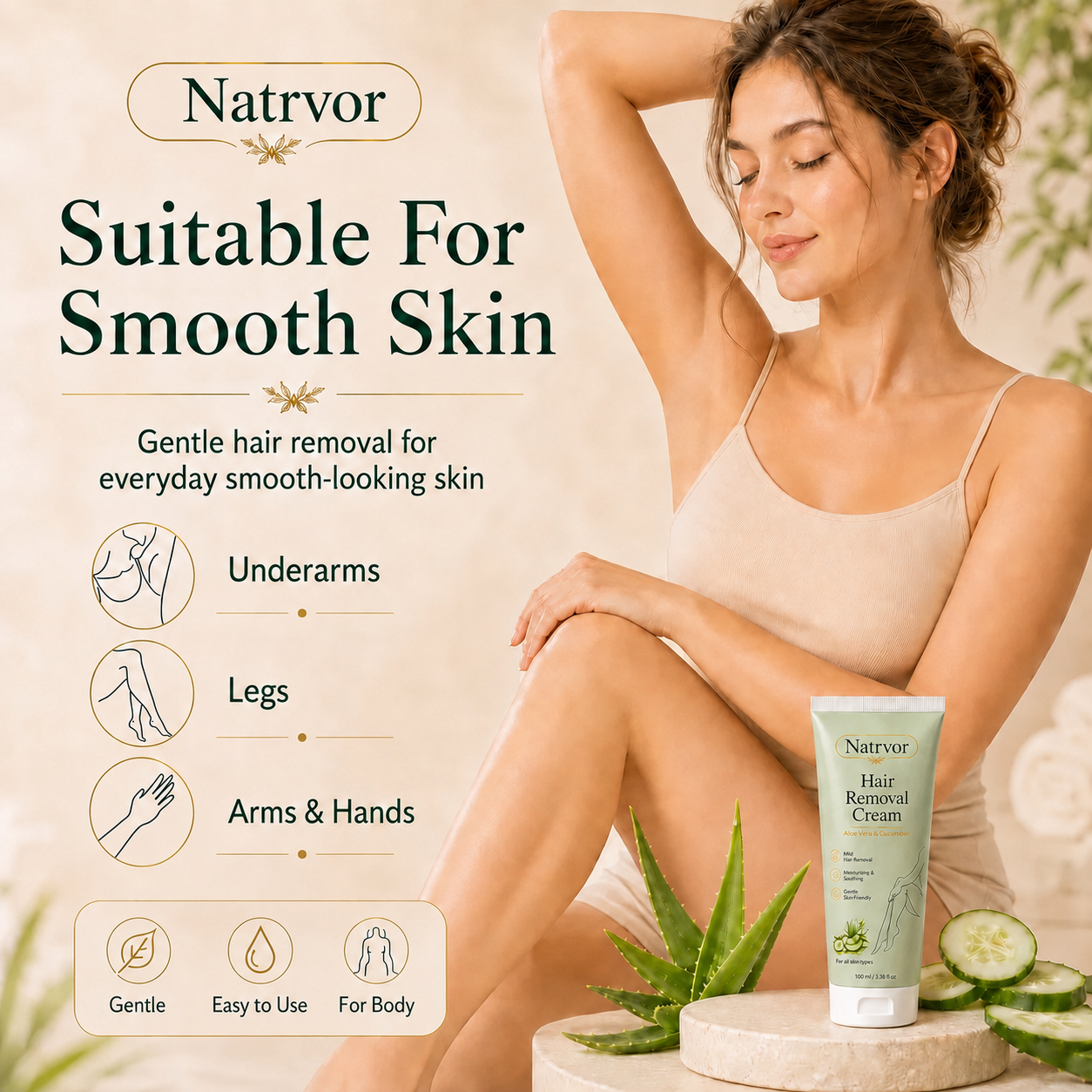 Safeorigs  Natural Gentle Hair Removal Cream | For Women & Men, Sensitive Skin