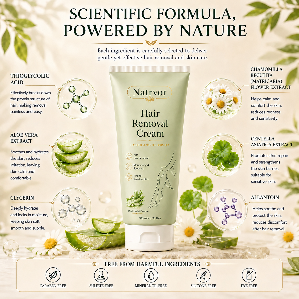 Safeorigs  Natural Gentle Hair Removal Cream | For Women & Men, Sensitive Skin