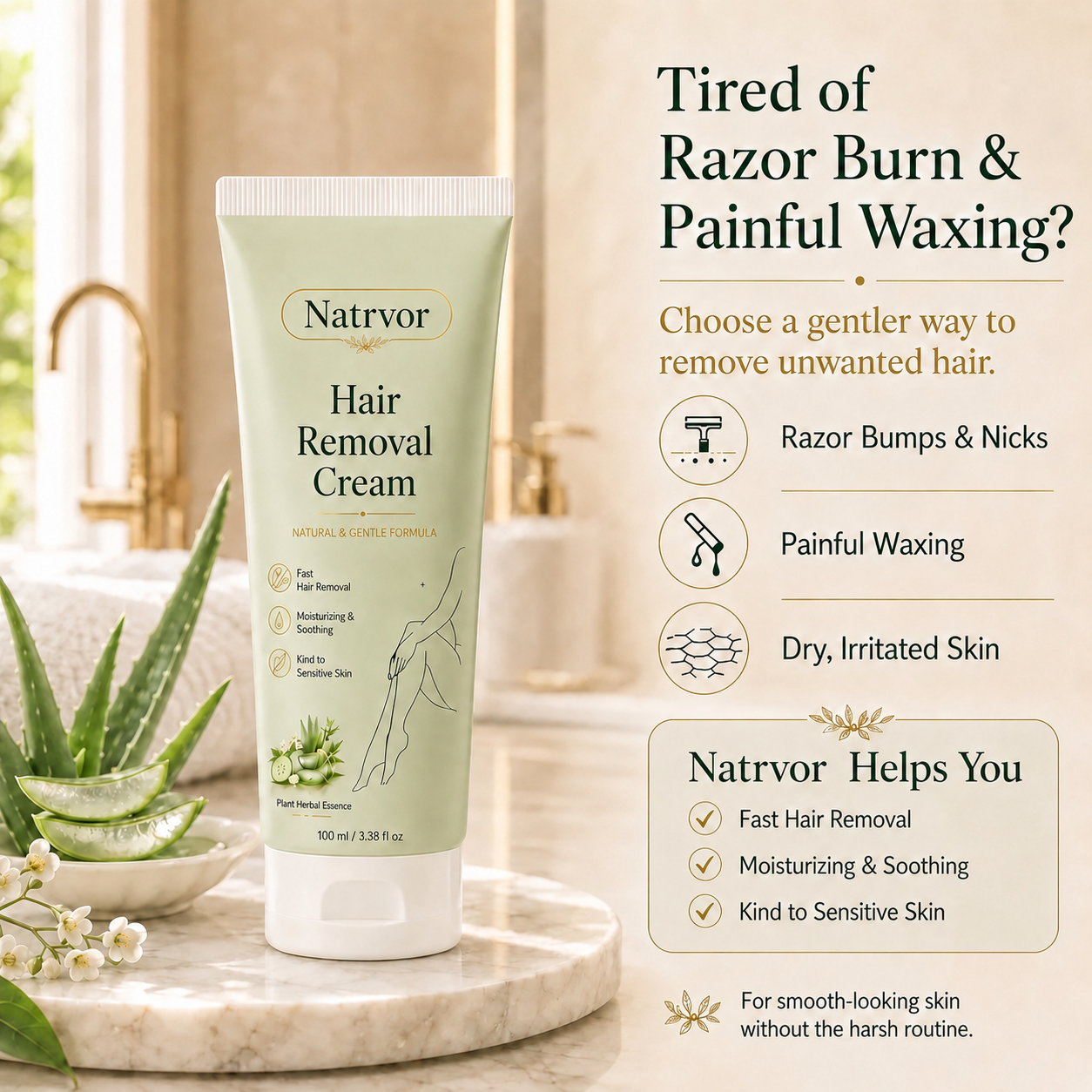 Safeorigs  Natural Gentle Hair Removal Cream | For Women & Men, Sensitive Skin