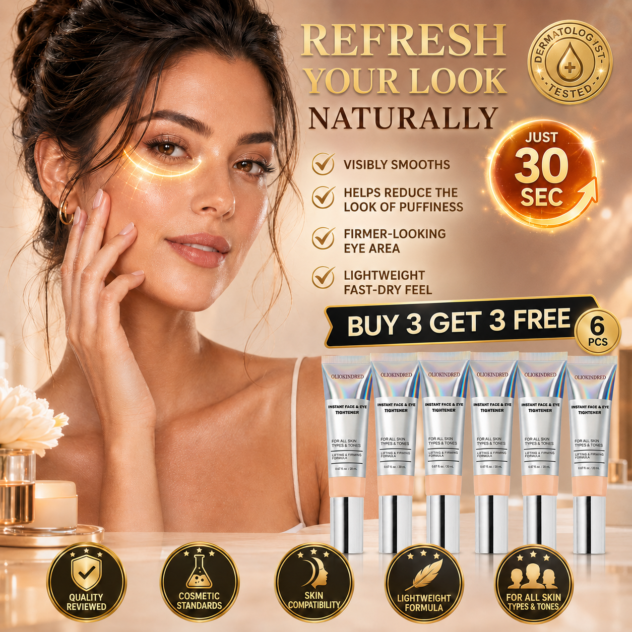 OLIOKINDRED™ Instant Face Temporary Tightener – Instant visible results in 30 seconds