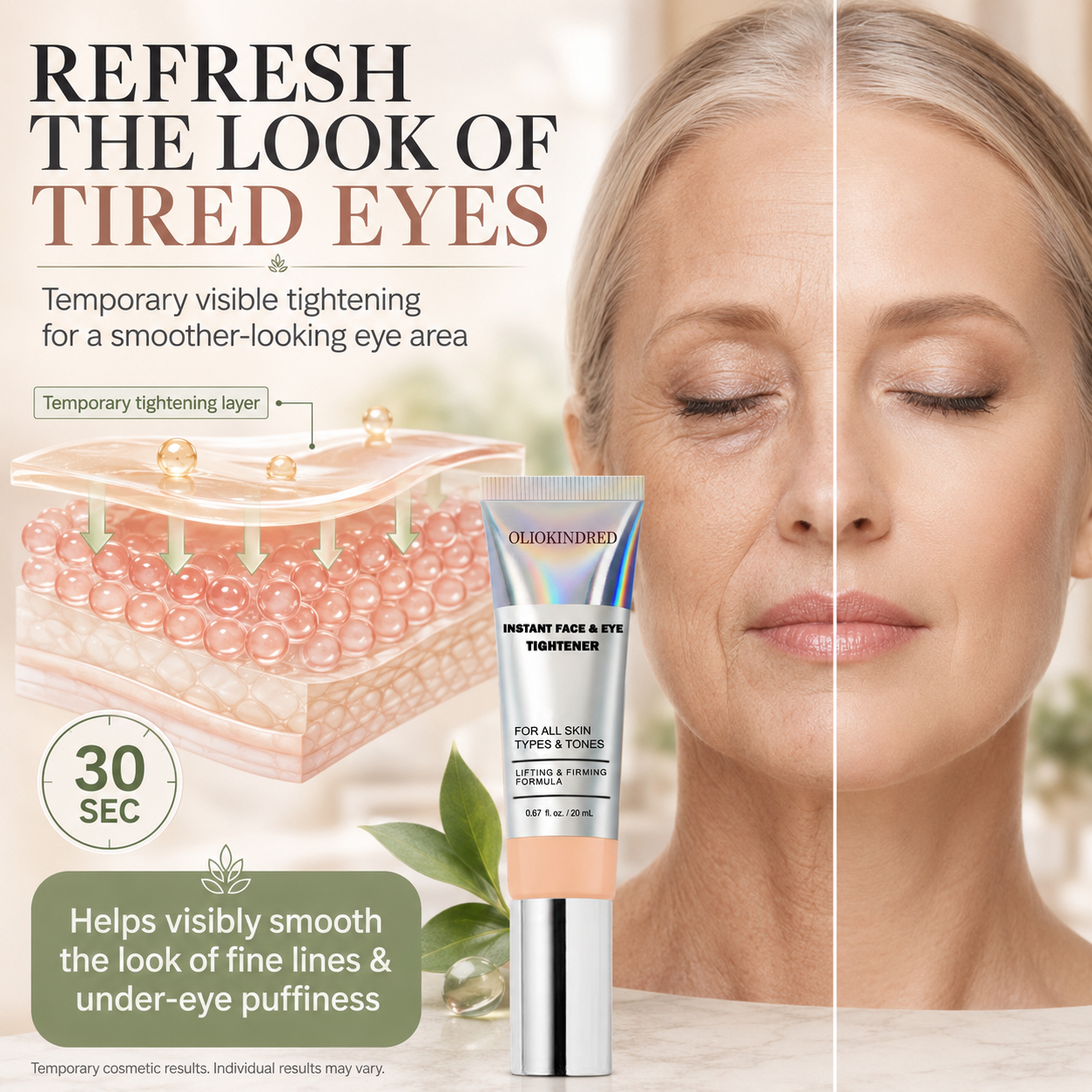 OLIOKINDRED™ Instant Face Temporary Tightener – Instant visible results in 30 seconds