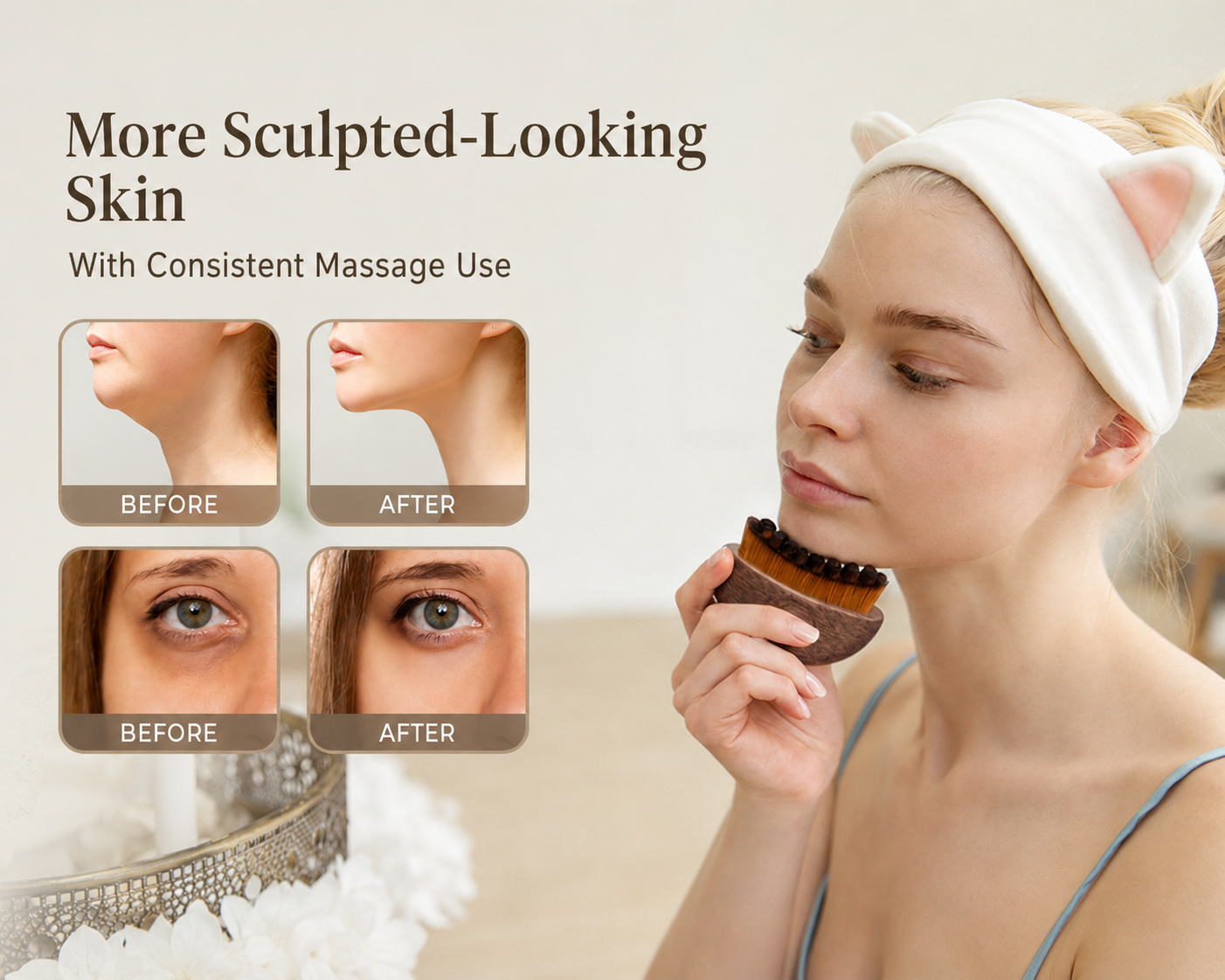 ✨ Sculpt • Smooth • Refresh Your Natural Beauty. LymphaticContour™ Luxury Walnut Face Sculpting Brush