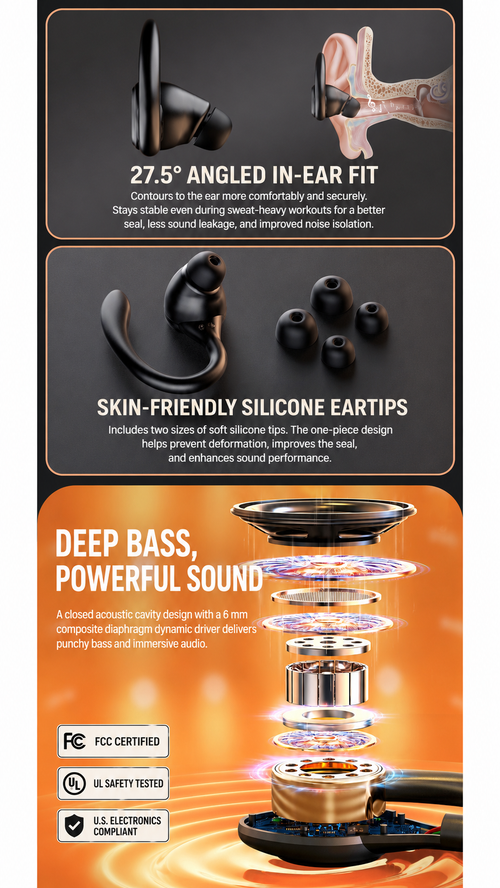 🔥 Today Only: 🔥 New Bluetooth 5.3 Sport Earbuds – Secure Ear Hook, Deep Bass & 220H Charging Case