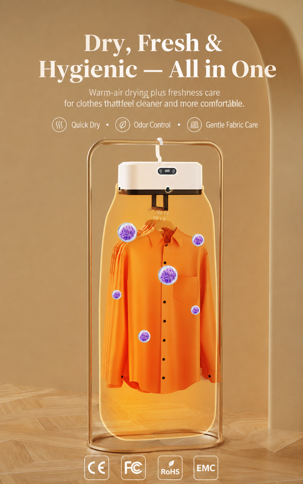 Dry fresh and hygienic clothes care