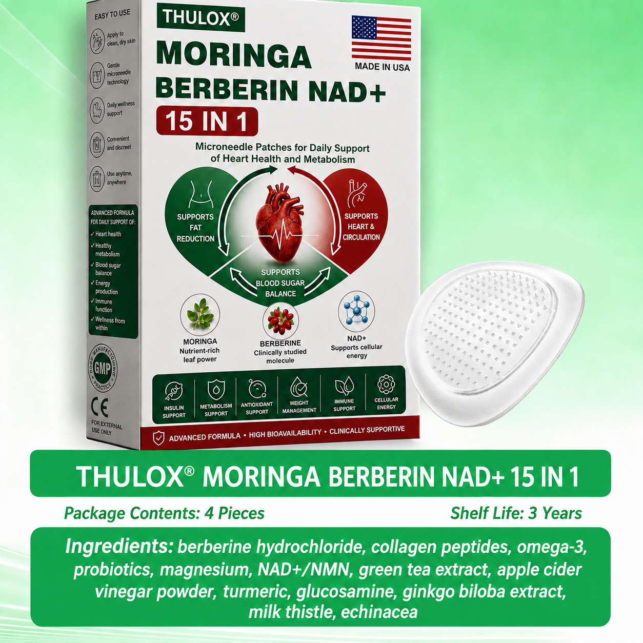 ⚡️ Thulox® 15-in-1 Moringa Berberine NAD+ Patch | Advanced Nano Delivery for Weight & Metabolic Support