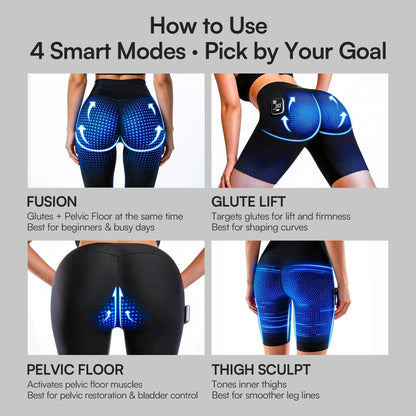 Neravio™ 3-Zone EMS Toning Shorts: Targeted Abdomen, Glutes & Pelvic Floor Support